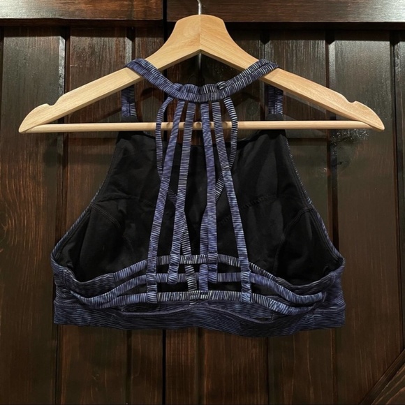 Lululemon Slide With Me Bra Size 8 Linear Navy Multi 2872 - Picture 4 of 7